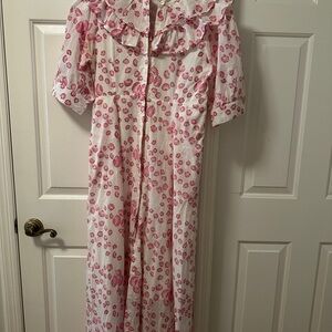 Pink Floral Ruffle Dress